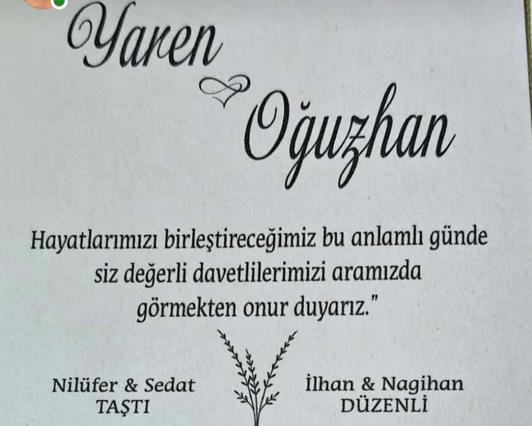 Davetlimsiniz  Yaren Taştı  &  Oğuzhan Düzenli  Evleniyoruz